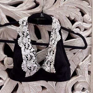 Out From Under Crochet Trim Halter Top